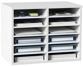 VEVOR Literature Organizers, 12 Compartments Office Mailbox with Adjustable Shelves, Wood Literature Sorter 20.4x12x16.1 inches for Office, Home, Classroom, Mailrooms Organization, EPA Certified White
