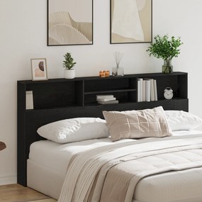 vidaXL Μαύρο κεφαλάκι από ξύλο δρυς, 200 x 19 x 103.5 εκ, Επεξεργασμένο ξύλο