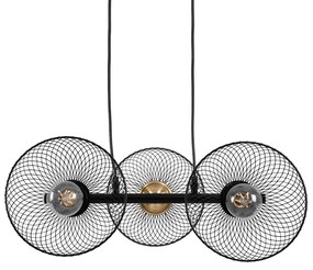 00586 GloboStar® GLOBOSTAR® VERONA 00586 Μοντέρνο Κρεμαστό Φωτιστικό Οροφής με Ντουί 3 x E27 AC 220-240V IP20 - Μαύρο & Χρυσό - Μ50 x Π28 x Υ20cm