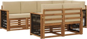 vidaXL Σαλονάκι Γωνιακού Καναπέ με μαξιλάρι 6 pcs Φυσικό