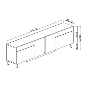 Έπιπλο Τηλεόρασης Τραβερτίνη LEEGE 180x32x50