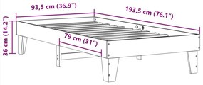 Σκελετός Κρεβ. Χωρίς Στρώμα Καφέ Κεριού 90x190 εκ Μασίφ Πεύκο - Καφέ