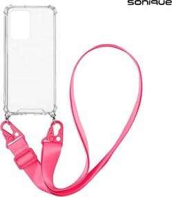 Θήκη Σιλικόνης με Strap Sonique Armor Clear Xiaomi Redmi Note 12 5G / Poco X5 5G Φούξια