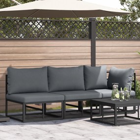 vidaXL Εξωτερικά Έπιπλα με μαξιλάρι με μαξιλάρι 3 pcs Μαύρο Αλουμίνιο