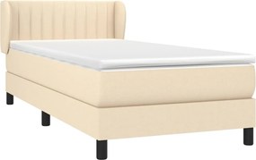 vidaXL Κρεβάτι Boxspring με Στρώμα Κρεμ 90x190 εκ.Υφασμάτινο