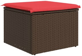 vidaXL Σκαμπό Κήπου με Μαξιλάρι Καφέ 55x55x37 εκ. Πολυ Ρατάν