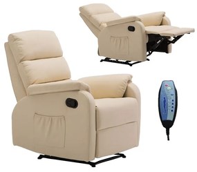 COMFORT Massage Πολυθρόνα Relax, Σαλονιού - Καθιστικού, PU Μπεζ 74x90x98cm Ε9733,1