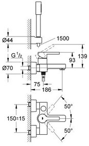 Μπαταρία λουτρού Grohe Lineare New πλήρης