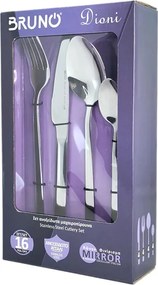 BRUNO σετ μαχαιροπίρουνα ανοξείδωτα Dioni, ασημί, 16τμχ