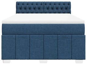 vidaXL Κρεβάτι Boxspring με Στρώμα Μπλε 140x190 εκ. Υφασμάτινο