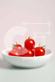 Σετ των 2 Intra Συλλεκτικό Ξύλινο Παζλ Plywood 4mm - Φρέσκες κόκκινες ντομάτες σε ένα άσπρο μπολ Σε Ξύλινο Κουτί - Διαστάσεις: 10x10 cm – 25 κομμάτια