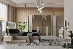 Σετ Κρεβατοκάμαρας Μοντέλο Πολυτελείας σε Λευκό και Ασημί 160x200 cm