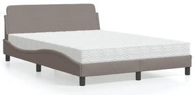 vidaXL Κρεβάτι με Στρώμα Taupe 140x200 εκ. Υφασμάτινο