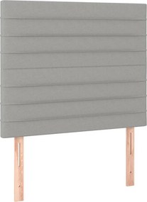 vidaXL Κρεβάτι Boxspring με Στρώμα &amp; LED Αν.Γκρι 90x200 εκ. Υφασμάτινο