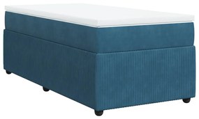 vidaXL Κρεβάτι Boxspring με Στρώμα Σκούρο Μπλε 90x190 εκ. Βελούδινο