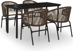 vidaXL Σετ Τραπεζαρίας Κήπου 5 Τεμαχίων Καφέ