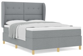 vidaXL Κρεβάτι Box Spring με Στρώμα Γκρι Ανοιχτό 140x200 εκ. Υφασμάτινο