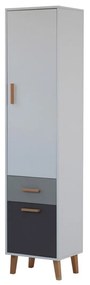 Ραφιέρα Timmy 2D1S Λευκό-Γραφίτη-Γκρι 46.8x36x199cm