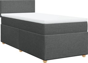 vidaXL Κρεβάτι Boxspring με Στρώμα Σκούρο Γκρι 90x200 εκ. Υφασμάτινο