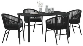 vidaXL Σέτ φαγητού για κήπο 5 pcs Μαύρο Πολυ ράταν