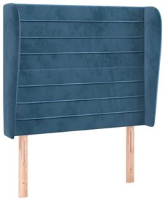 Κεφαλάρι με Πτερύγια Σκούρο Μπλε 93 x 23 x 118/128εκ.Βελούδινο - Μπλε