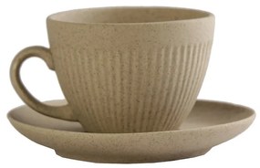 Φλυτζάνι Με Πιατάκι Cappuccino Χειροποίητο Stoneware Beige Mat Gobi ESPIEL 290ml-14x8εκ. OW2012K6