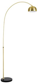 00991 GloboStar® PRAGUE 00991 Μοντέρνο Επιδαπέδιο Φωτιστικό Μονόφωτο 1 x E27 IP20 Χρυσό Μέταλλο με Μαύρο Μάρμαρο - Μ90 x Π29.5 x Υ180cm