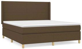 vidaXL Κρεβάτι Boxspring με Στρώμα Σκούρο Καφέ 180x200 εκ Υφασμάτινο