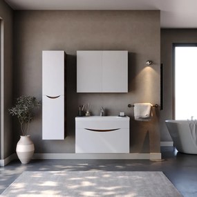 Martin Smile 85 White Matt  MDF - Πάγκος με Νιπτήρα &amp; Καθρέπτη