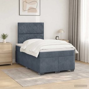vidaXL Κρεβάτι box spring με στρώμα Σκούρο Γκρι 120 x 190 cm Βελούδο