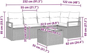vidaXL Σετ Καναπέ 6 pcs Καφέ συνθετικό ρατάν