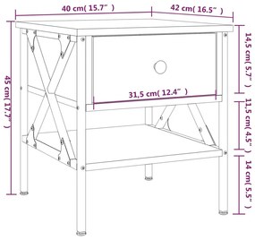 Κομοδίνα 2 τεμ. Γκρι Sonoma 40x42x45 εκ. από Επεξεργασμένο Ξύλο - Γκρι