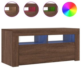 vidaXL Έπιπλο Τηλεόρασης με LED Καφέ Δρυς 90 x 35 x 40 εκ.