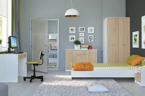 Σιφονιέρα Boston K103, Sonoma οξιά, Άσπρο, Με συρτάρια και ντουλάπια, 84x119x34cm