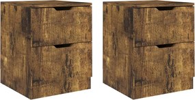 vidaXL Κομοδίνα 2 τεμ. Καπνιστή Δρυς 40 x 40 x 50 εκ. Επεξεργ. Ξύλο