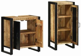 vidaXL Σετ Επίπλων Μπάνιου 2 pcs Καστανό Στερεό ξύλο μάνγκο