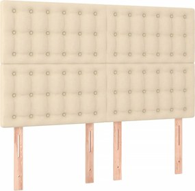 vidaXL Κρεβάτι Boxspring με Στρώμα &amp; LED Κρεμ 140x200 εκ. Υφασμάτινο