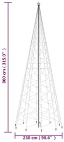 ΧΡΙΣΤΟΥΓΕΝΝΙΑΤΙΚΟ ΔΕΝΤΡΟ ΜΕ ΑΚΙΔΑ 3000 LED ΨΥΧΡΟ ΛΕΥΚΟ 800 ΕΚ. 343579