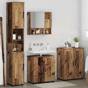 vidaXL Σετ Επίπλων Μπάνιου με πόρτα 4 pcs Παλαιό ξύλο 61 x 35 x 64 εκ.