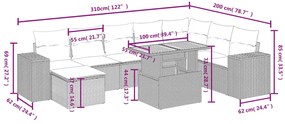 vidaXL Σαλόνι Κήπου Σετ 9 Τεμαχίων Μαύρο από Συνθ. Ρατάν με Μαξιλάρια