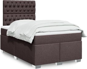 vidaXL Κρεβάτι Boxspring με Στρώμα Σκούρο Καφέ 120x190 εκ Υφασμάτινο