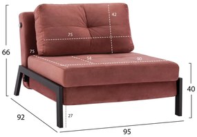 Πολυθρόνα - Κρεβάτι CONSTANCE C3078.12 Βελούδο Σάπιο Μήλο 95x92x66Υ εκ. 95x92x66 εκ.