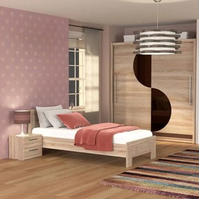 Κρεβάτι Solo Μονό Με Τάβλες Sonoma MDF Καμπυλωτό τελείωμα 90x200cm - SOLO90