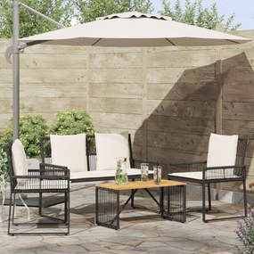 vidaXL Σετ Εξωτερικών Επίπλων με μαξιλάρι 4 pcs Μαύρο και Κρεμ Λευκό