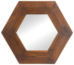 Artekko Mirror Καθρέφτης Τοίχου από Ξύλο Teak MDF Καφέ (47x47x1.9)cm - 85824-BROW