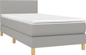vidaXL Κρεβάτι Boxspring με Στρώμα Ανοιχτό Γκρι 90x200 εκ. Υφασμάτινο