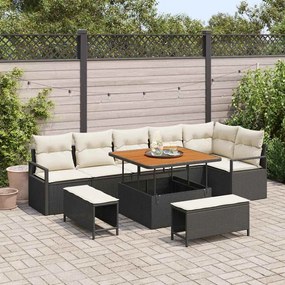 vidaXL Σετ Καναπέ Κήπου με μαξιλάρι 9 pcs Μαύρο Πολυ ράταν