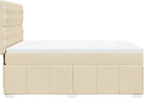 vidaXL Κρεβάτι Boxspring με Στρώμα Κρεμ 140x190 εκ. Υφασμάτινο