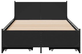vidaXL Πλαίσιο Κρεβατιού με Συρτάρια Μαύρο 75x190εκ Επεξεργασμένο Ξύλο