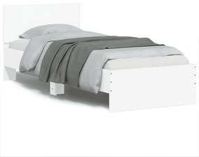 vidaXL Πλαίσιο Κρεβατιού με Κεφαλάρι &amp; λυχνίες LED Λευκό 75 x 190 εκ.